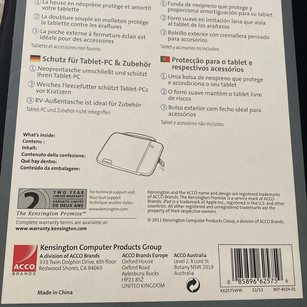 Kensington Soft Carrying Case for Tablets